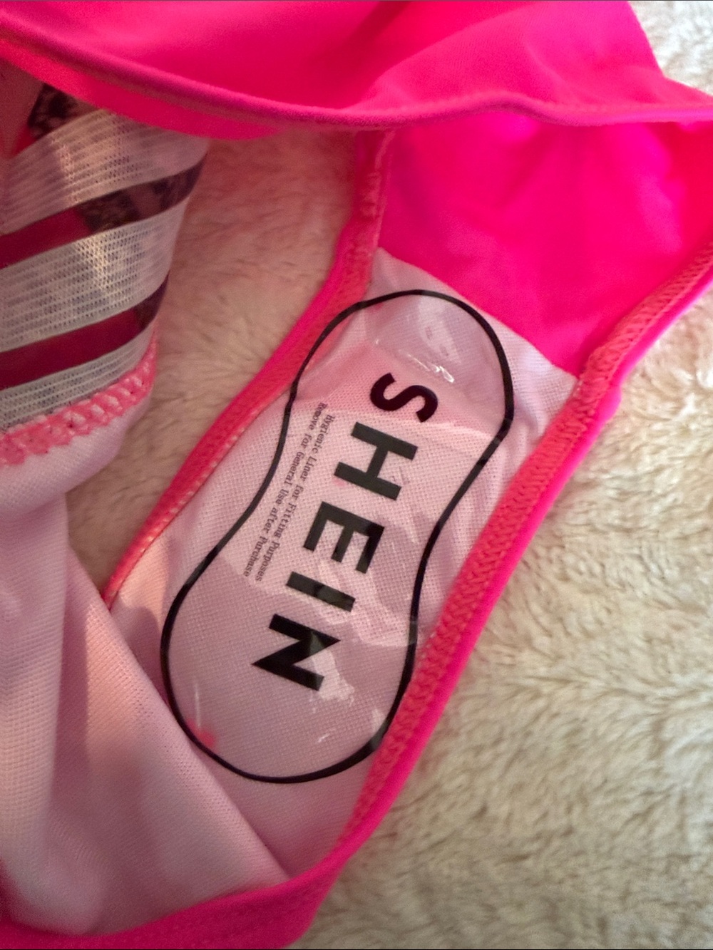SHEIN Neon Pink Leopard Mesh Trim High Waisted Bikini Set Womens Large - Picture 4 of 5